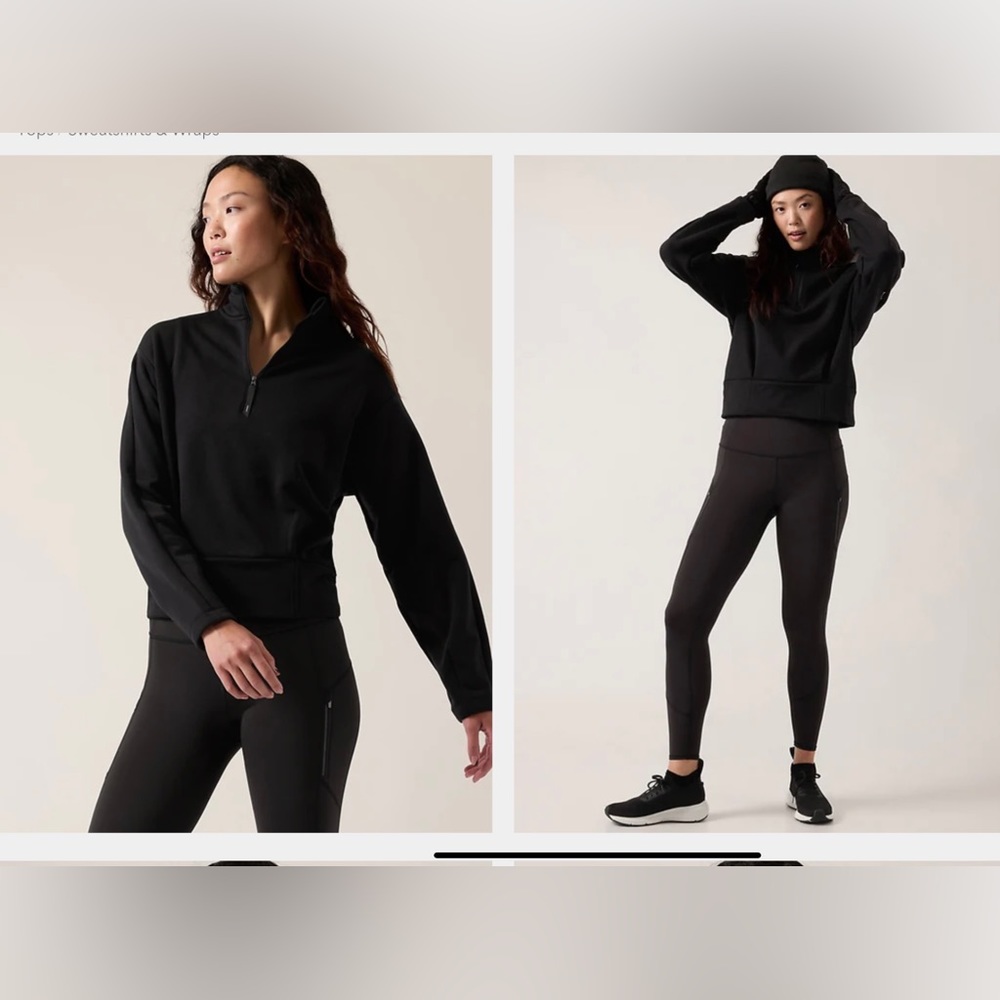 Athleta Altitude Polartec Half Zip Sweatshirt Black xs